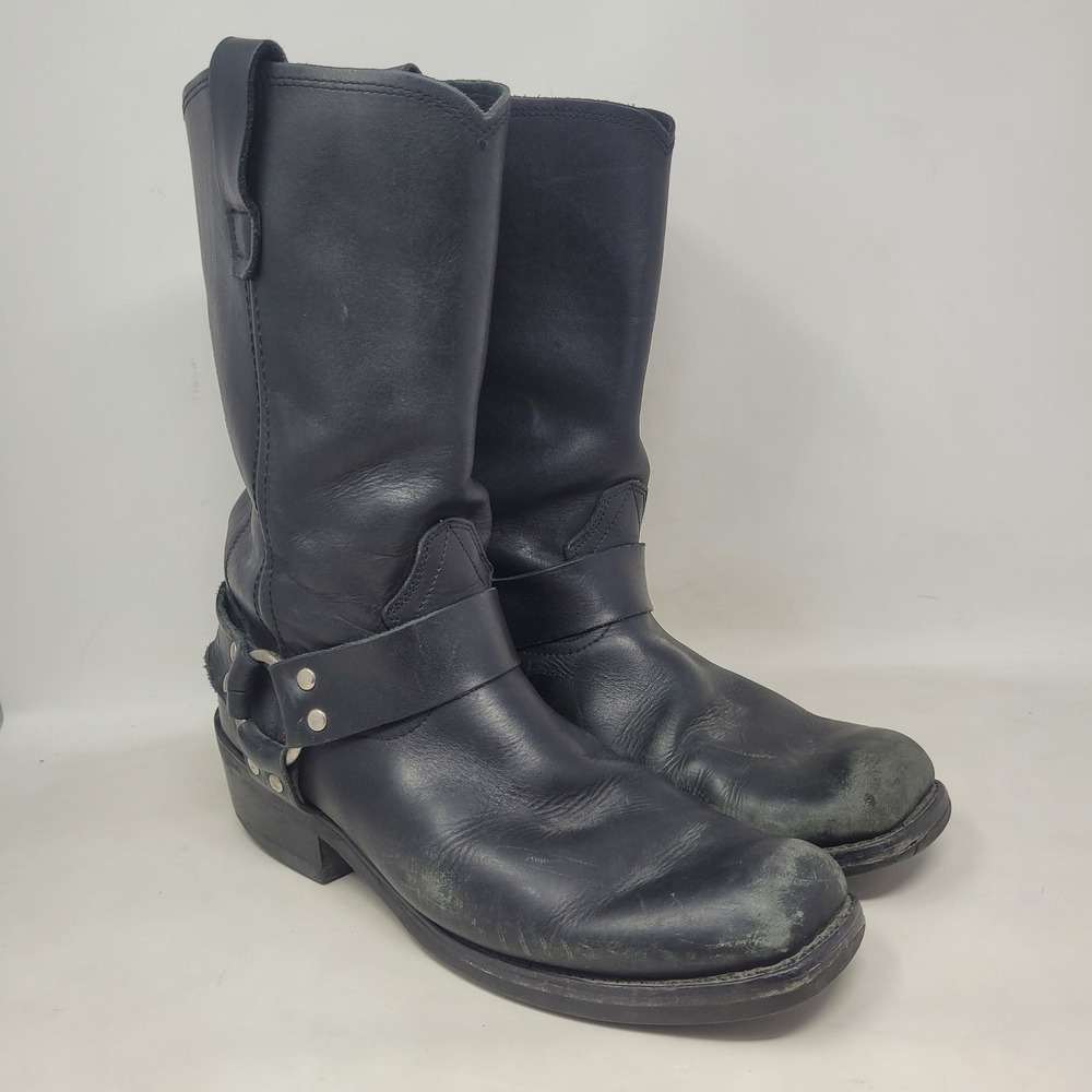 Durango Harness Boots Mens 10 Black Leather Square Toe Motorcycle Biker DB510
